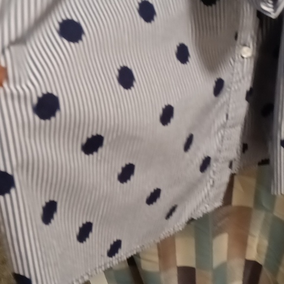 FINAL PRICE NWOT Boden blue/white striped shirt dress/navy polka dots/sash belt - Picture 10 of 15